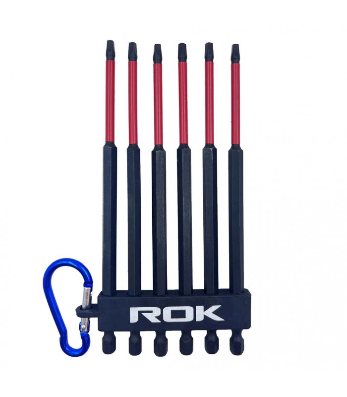 ROK Jeu d'embouts pour tournevis à percussion de 6 po #2 carrés - 6 pièces